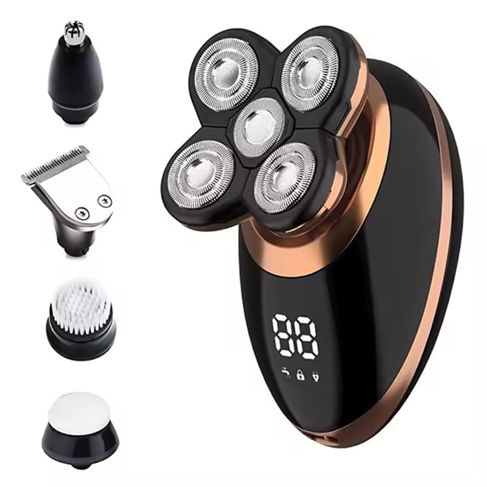 Bezdrôtový vodeodolný pánsky holiaci strojček a zastrihávač 5 v 1