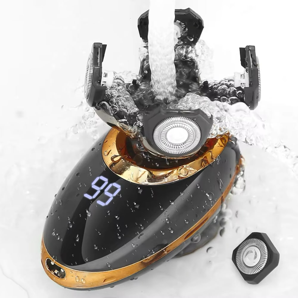 Bezdrôtový vodeodolný pánsky holiaci strojček a zastrihávač 5 v 1