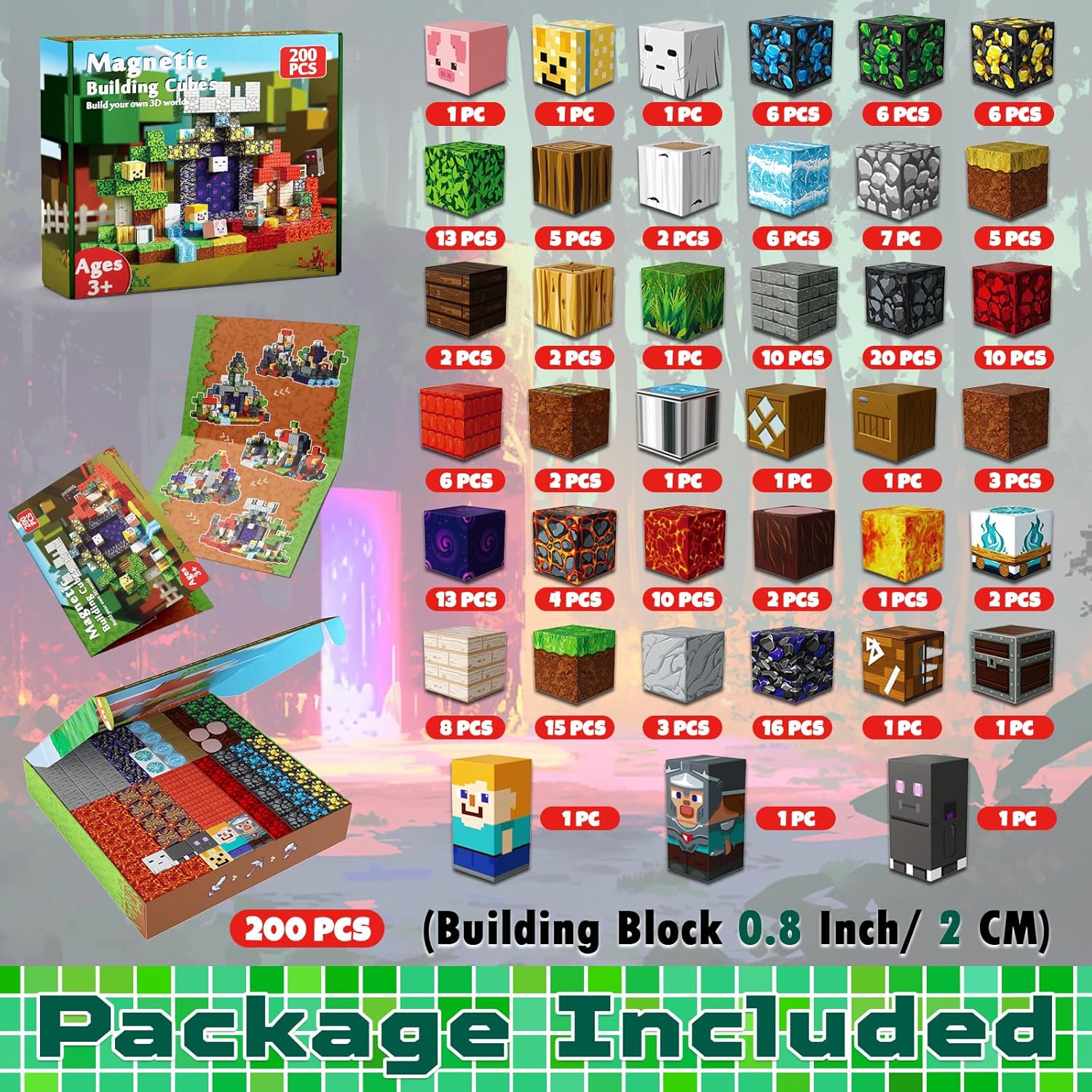 MAGNECRAFT Magnetic Blocks – 200 ks magnetických stavebných kociek STEM hračka pre deti od 3 rokov