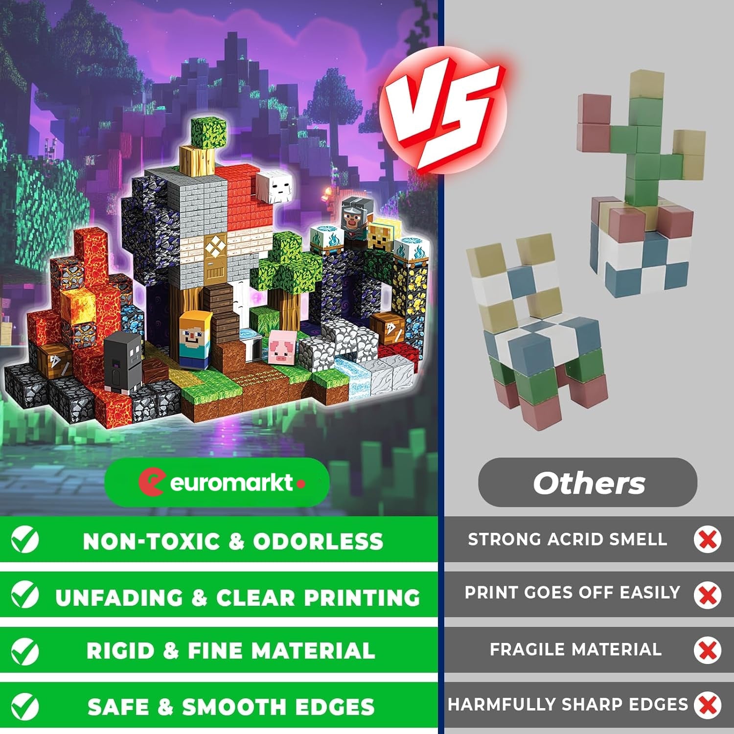 MAGNECRAFT Magnetic Blocks – 200 ks magnetických stavebných kociek STEM hračka pre deti od 3 rokov