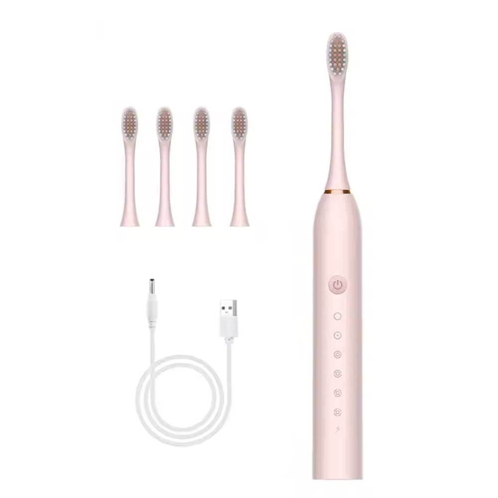 Elektrická zubná kefka so vstavaným časovačom, 4 prídavnými hlavicami, stojanom a puzdrom