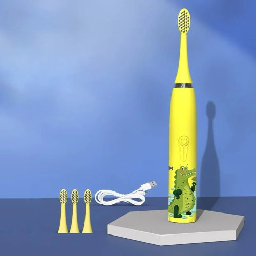 Detská elektrická zubná kefka so vstavaným časovačom a 4 prídavnými/náhradnými hlavicami kefky