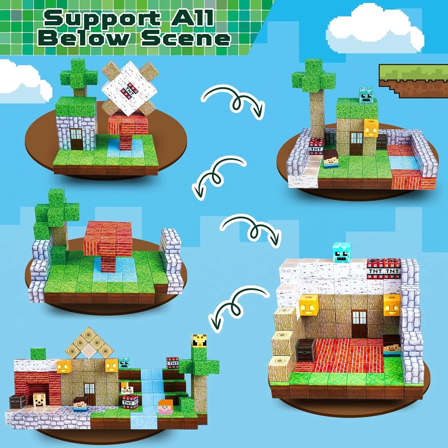 MAGNECRAFT Magnetic Blocks FOREST LIFE – 100 ks magnetických stavebných kociek STEM hračka pre deti od 3 rokov