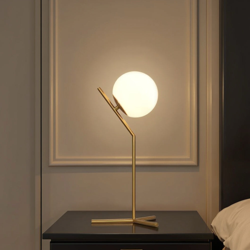 Dizajnová stolná lampa Alaris, sklo, kov