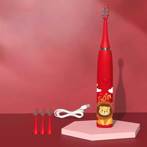 Detská elektrická zubná kefka so vstavaným časovačom a 4 prídavnými/náhradnými hlavicami kefky