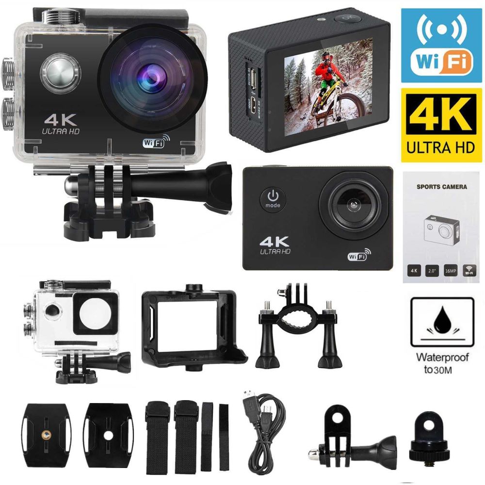 Akčná kamera s rozlíšením 4K Ultra HD, vodotesná, WiFi