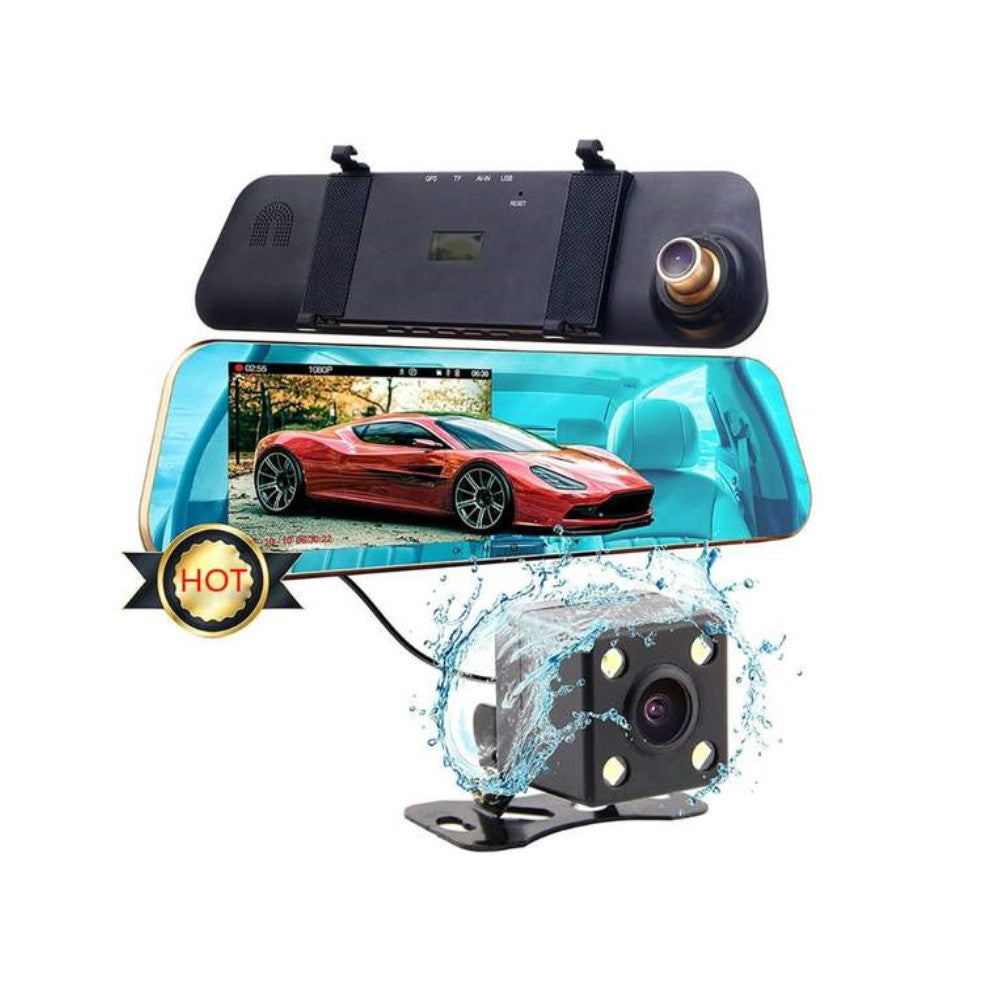 Spätné zrkadlo v aute s funkciou DVR FULL HD 1080P pre predný záznam, 4,3-palcovou LCD obrazovkou a kamerou pre cúvanie